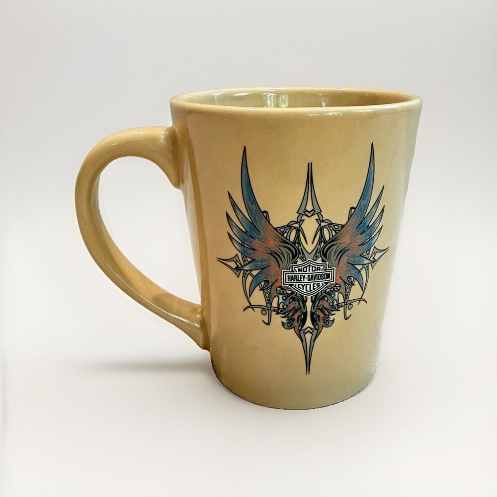 Harley-Davidson 2009 Tan Tribal Wings Coffee Mug 4” H-D Ceramic Cup